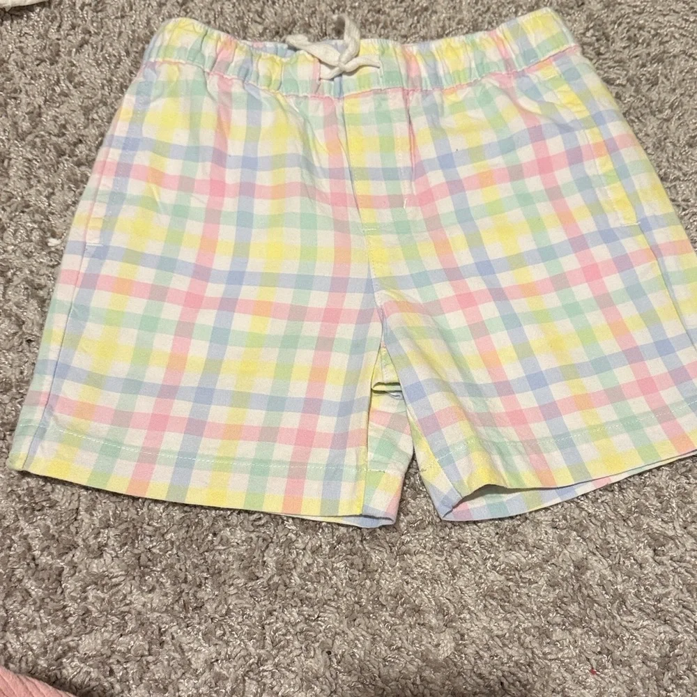 Janie and Jack Pastel Gingham Drawstring Shorts - Pink, Blue, Yellow, Green NWOT